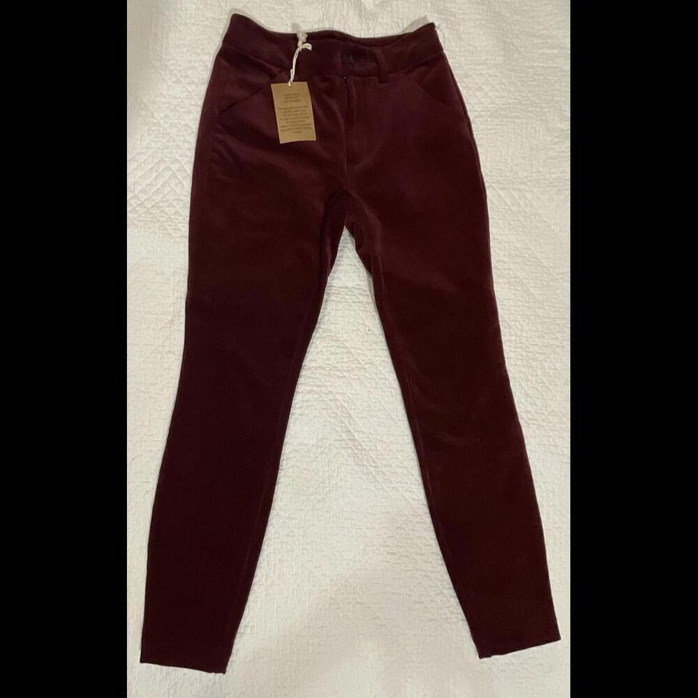 Duluth Women’s Corduroy High Rise Skinny Ankle Pants SZ 2 Burgundy NWT dp8
